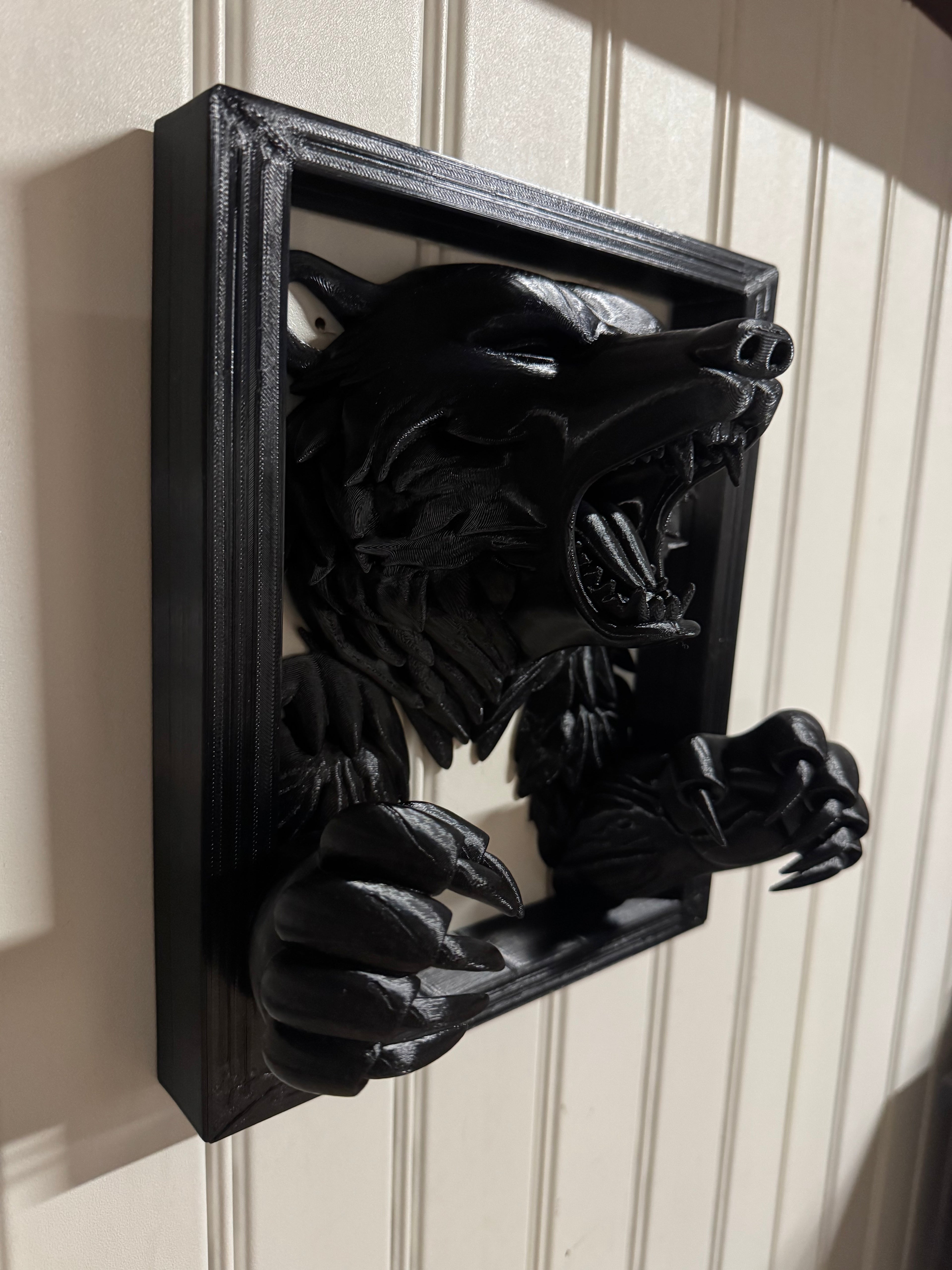 3D Printed Black Bear Picture Frame - Wildlife Wall Art