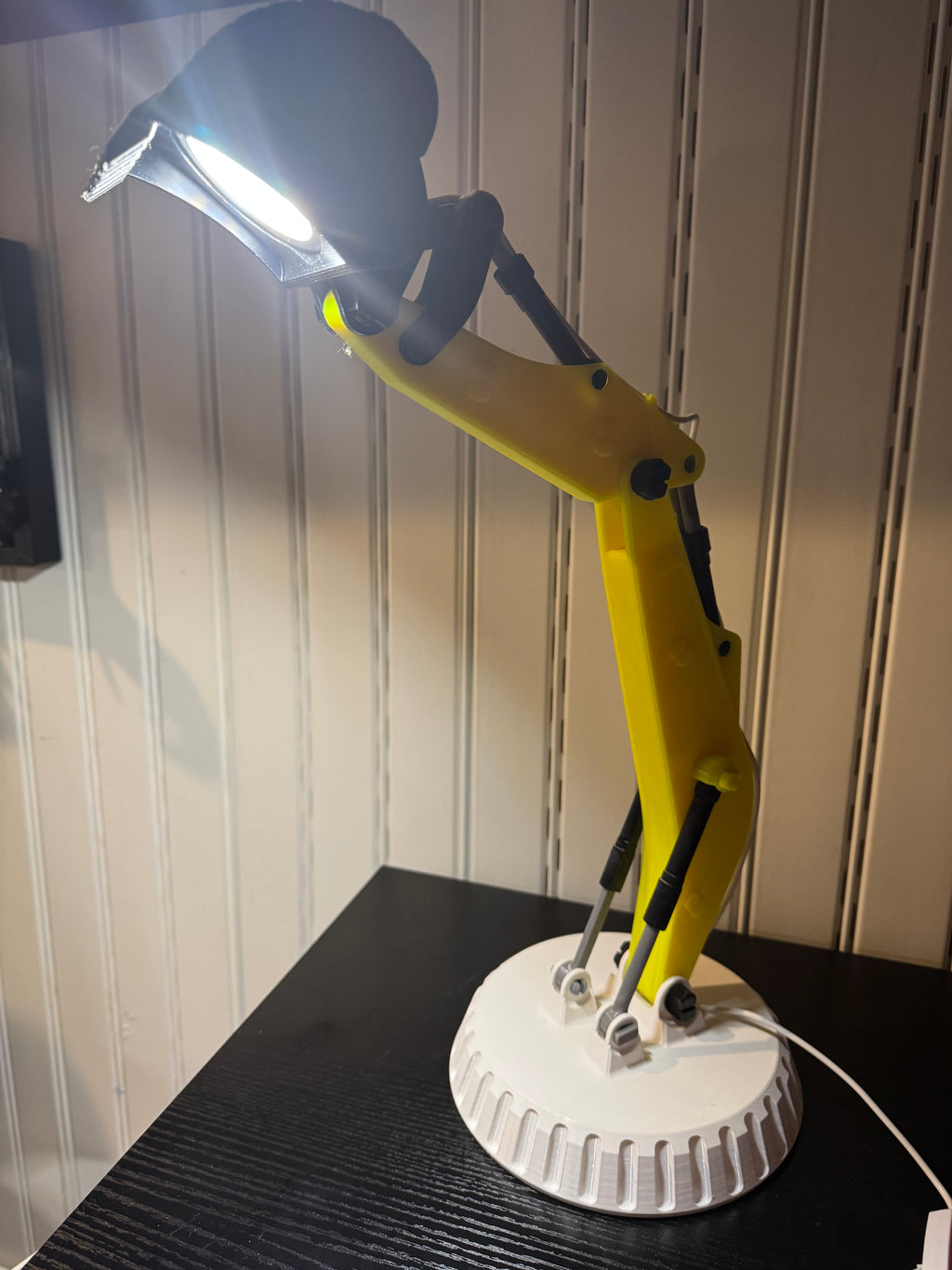 3D Printed Backhoe Desk Lamp - USB Powered Adjustable Construction Light