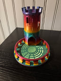 Rainbow Silk PLA Castle Dice Tower - Deluxe Edition with Decorative Tray