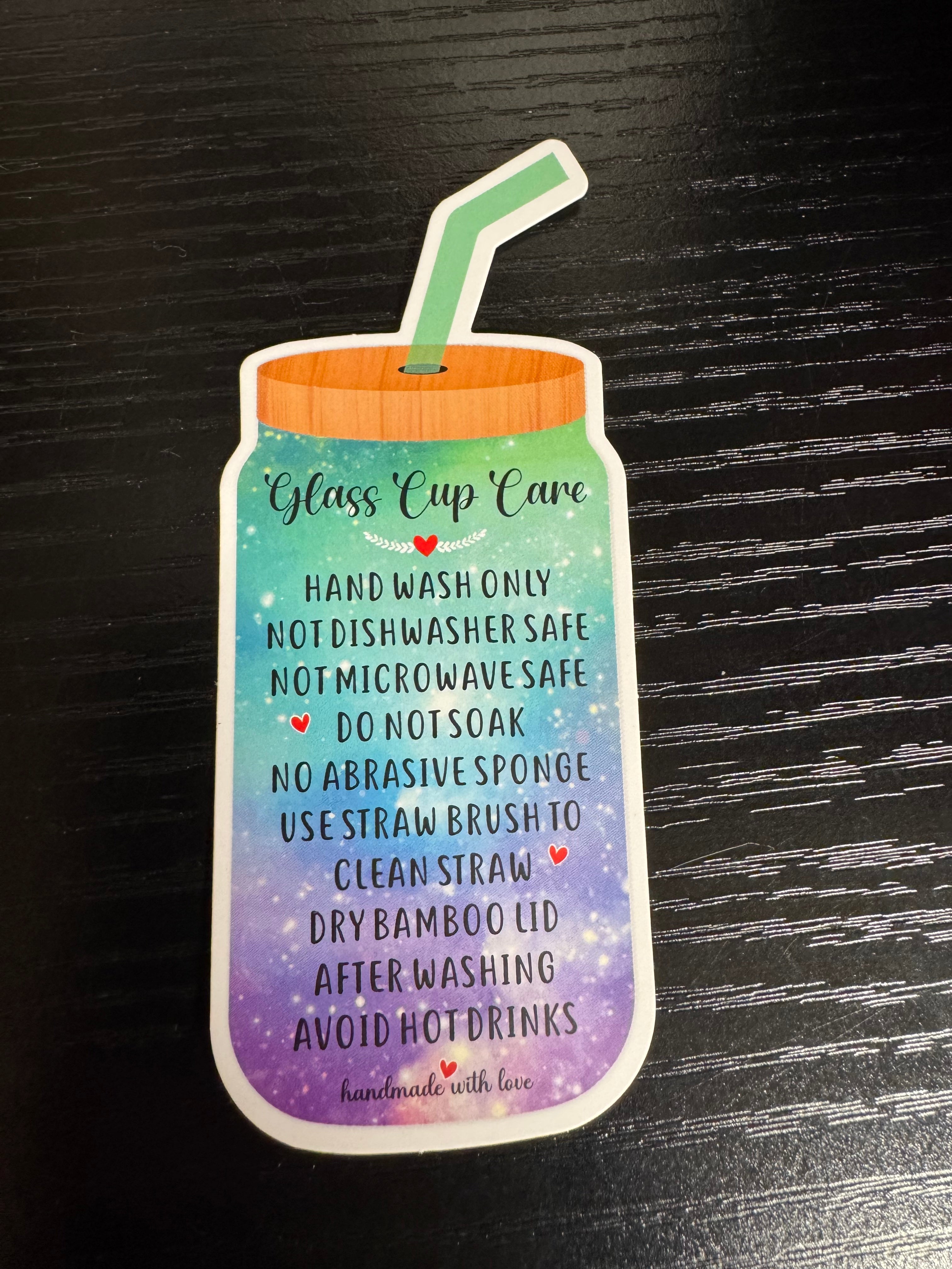 Handmade Cat Mom Glitter Tumbler - Double Walled Glass with Bamboo Lid