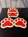 3D Printed Paw Print Coaster Set with Custom Holder