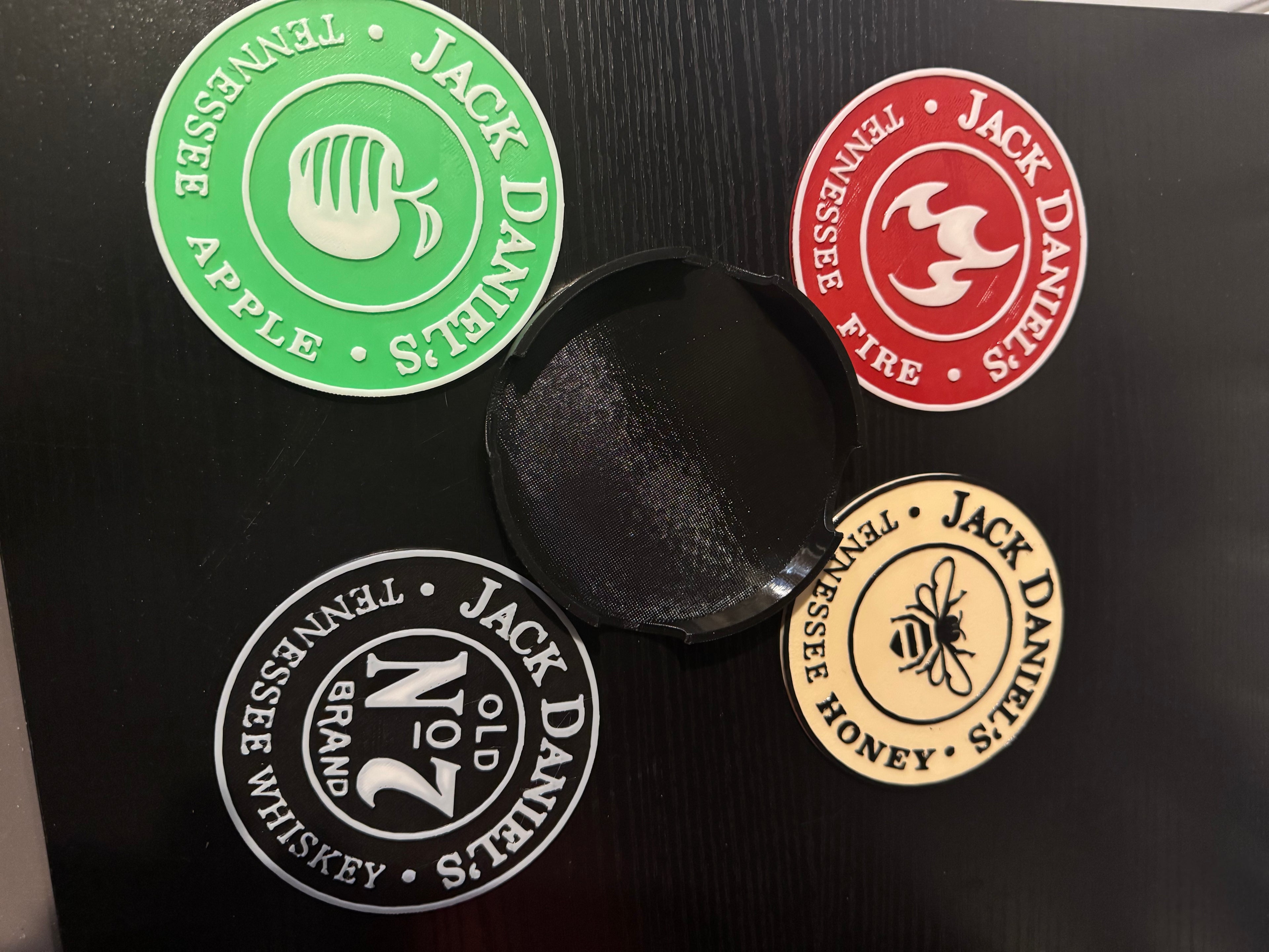 Jack Daniel's Variety 3D Printed Coaster Set - PETG with Holder (Set of 4)