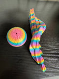3D Printed Rainbow Fidget Ball with Storage Stand - Articulated Sensory Toy