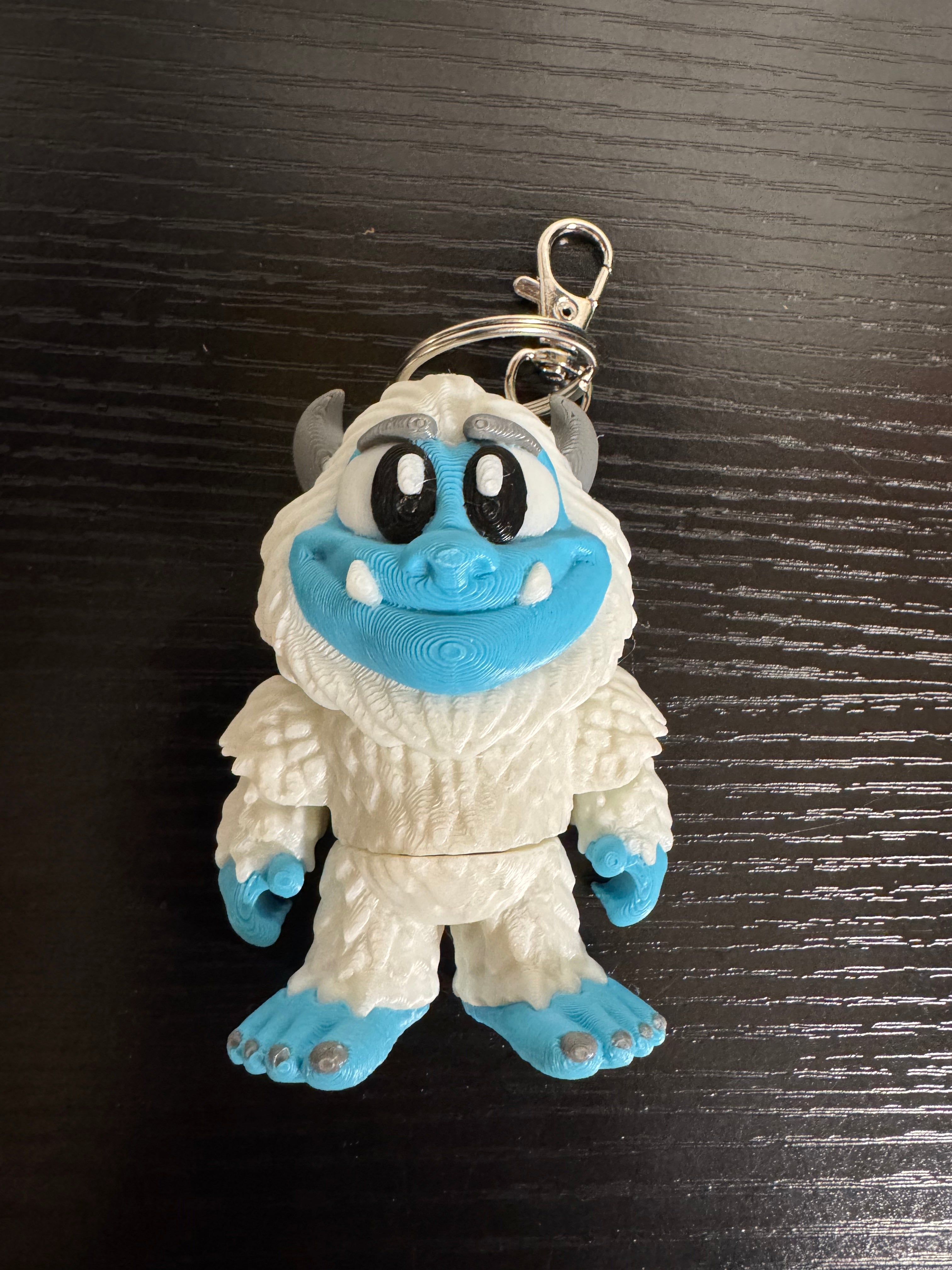 3D Printed Articulated Happy Yeti Keychain - Abominable Snowman Charm