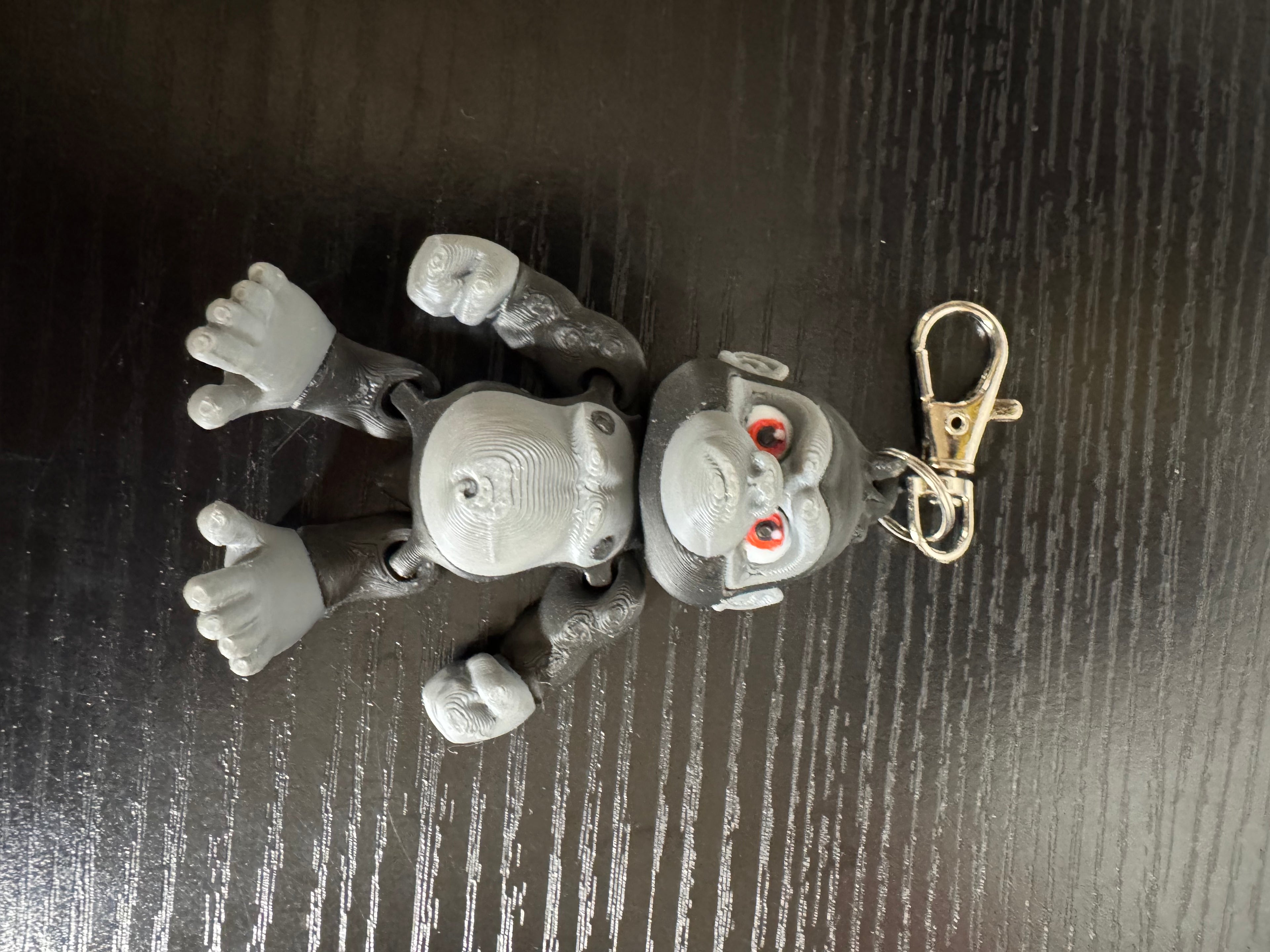 3D Printed Articulated Gorilla Keychain - Poseable Ape Charm