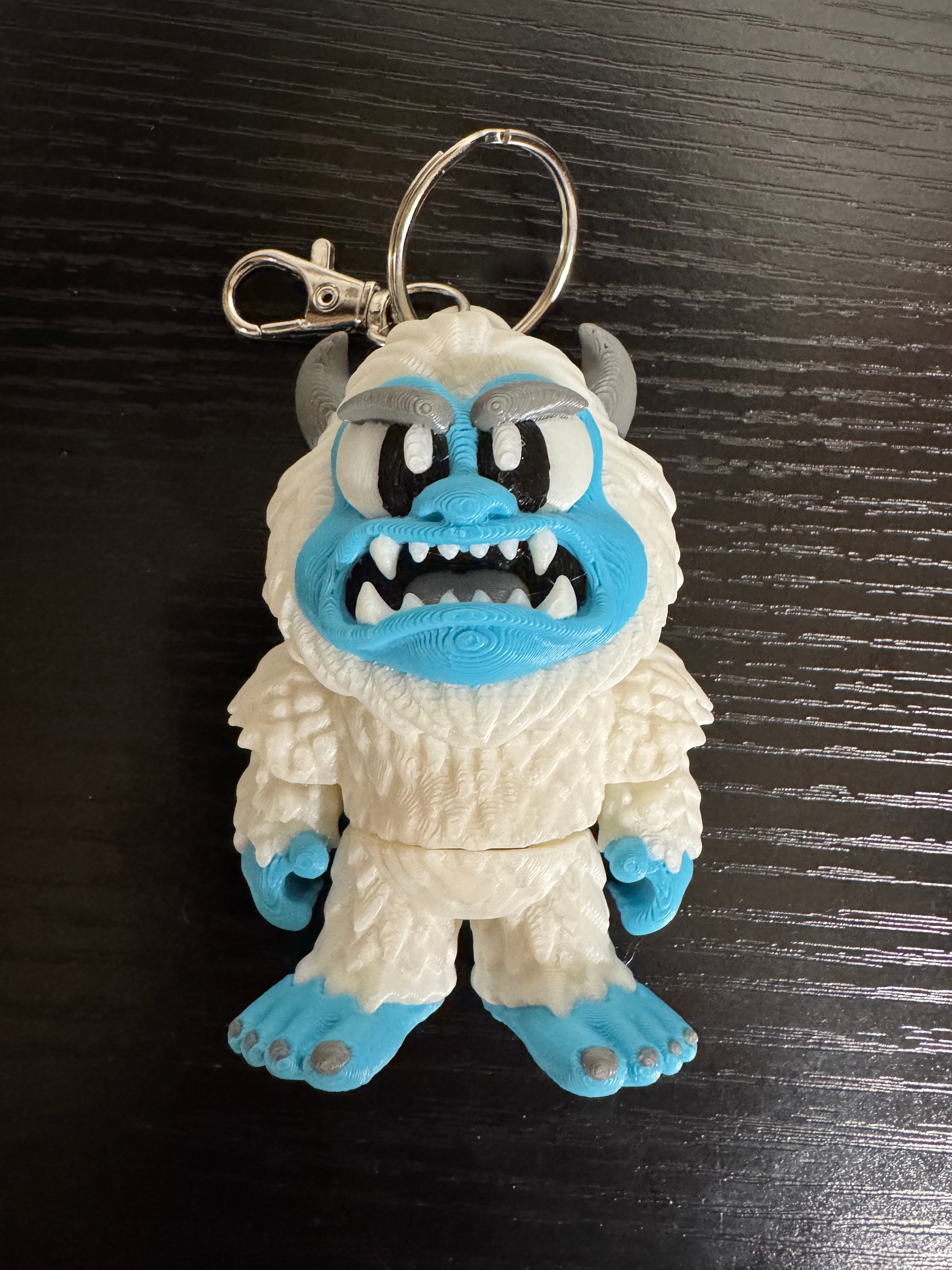 3D Printed Articulated Angry Yeti Keychain - Fierce Abominable Snowman Charm