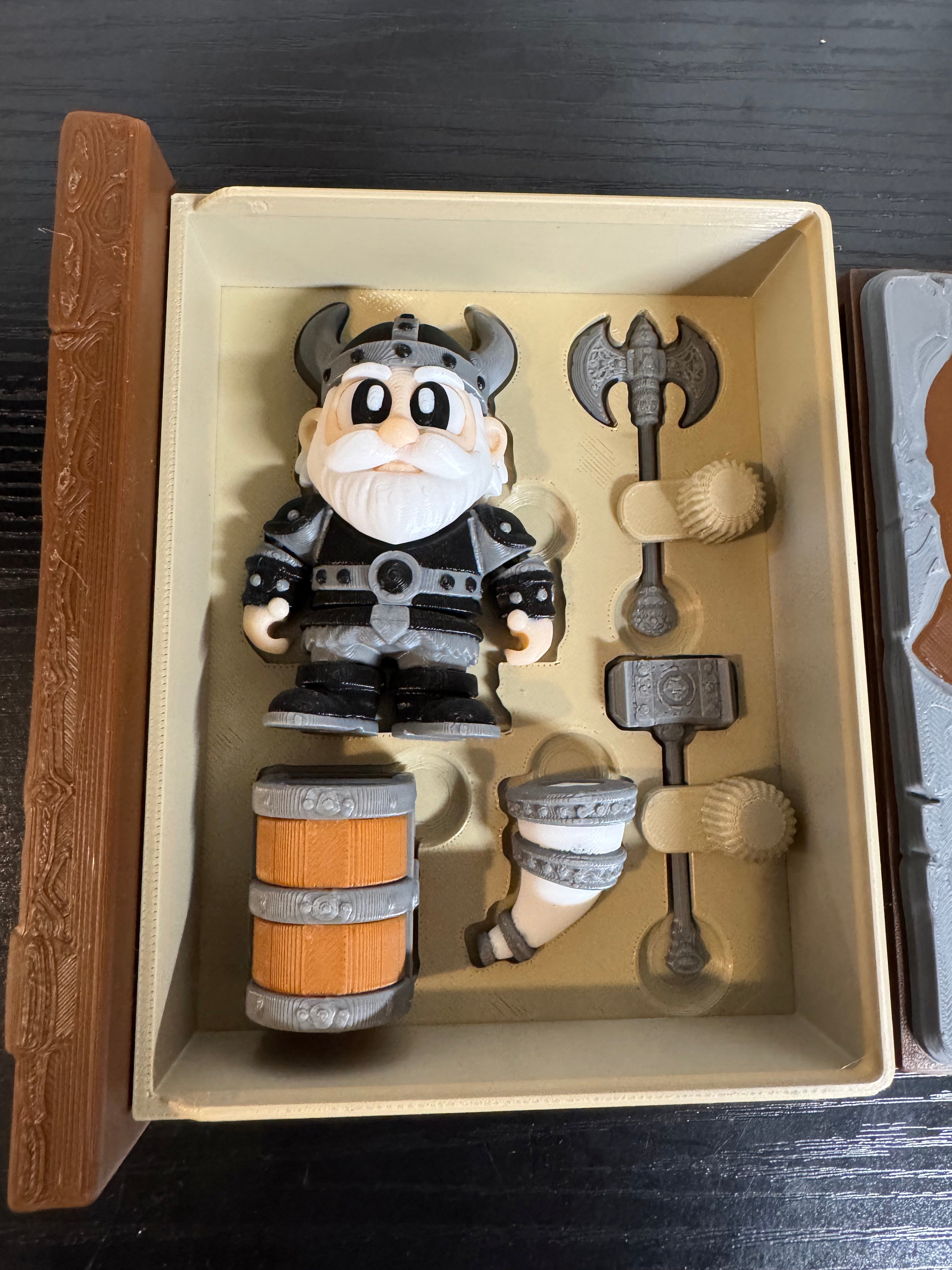 3D Printed Viking Book Display Box with Accessories - Collectible Figure Set