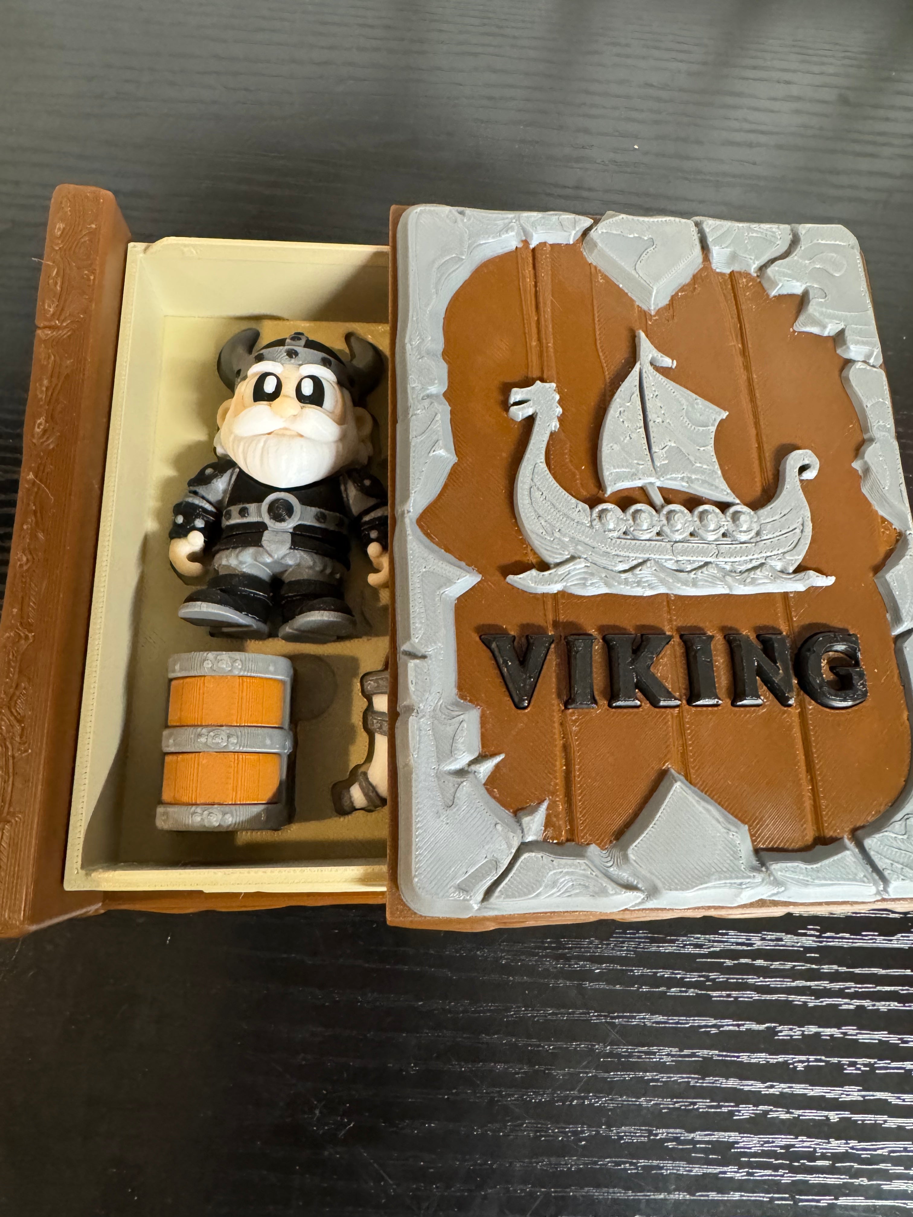 3D Printed Viking Book Display Box with Accessories - Collectible Figure Set