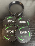 Ryobi 3D Printed Saw Blade Coaster Set with Holder - 4" 28T (Set of 4)