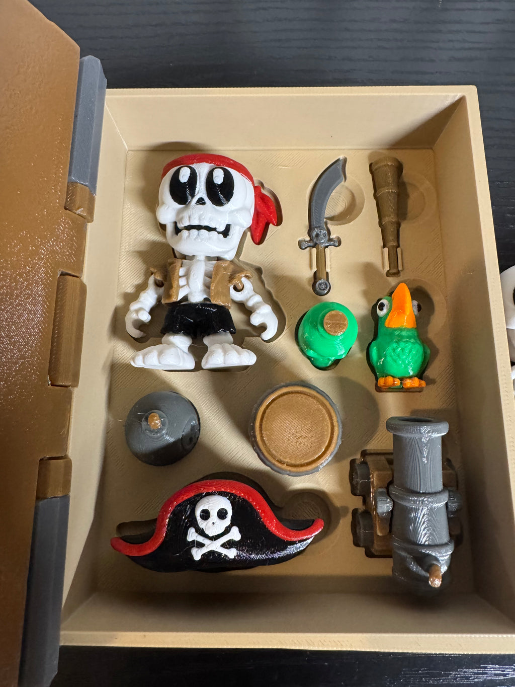 3D Printed Pirate Skeleton Set Display Box - 2 Figures with Accessories