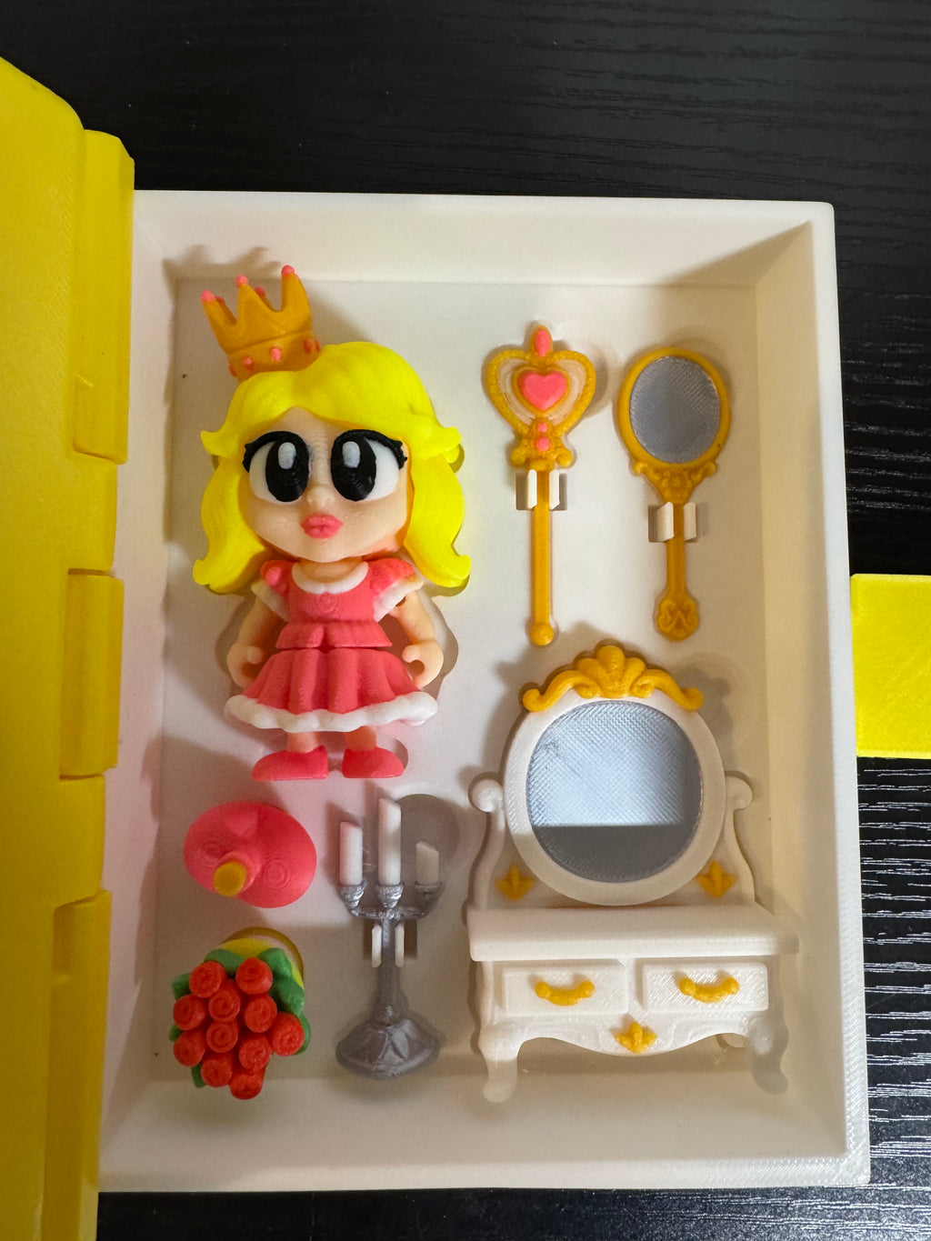 3D Printed Princess Book Display Box with Accessories - Collectible Figure Set