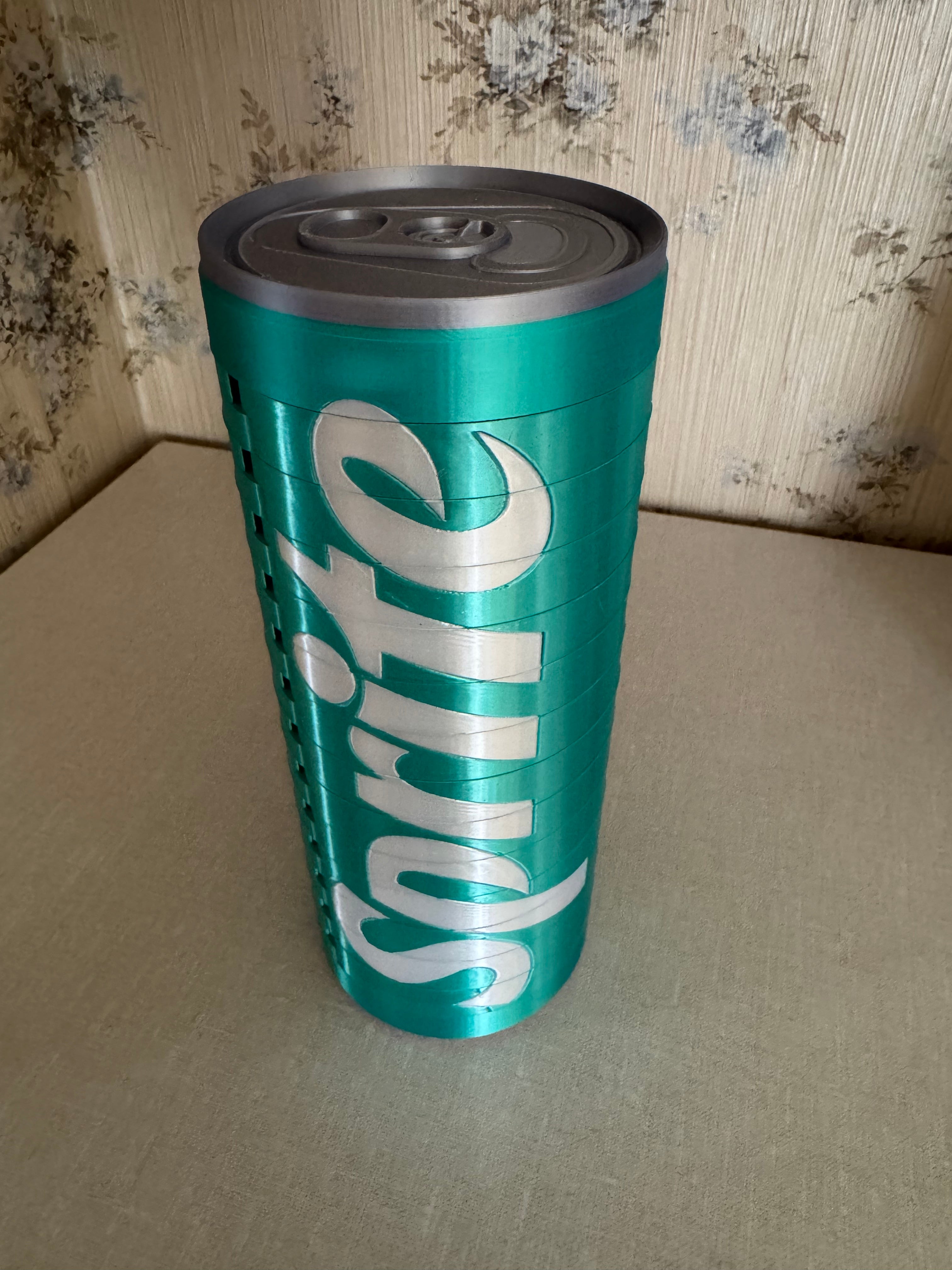 3D Printed Sprite Can Articulated Display Box – Silk PLA