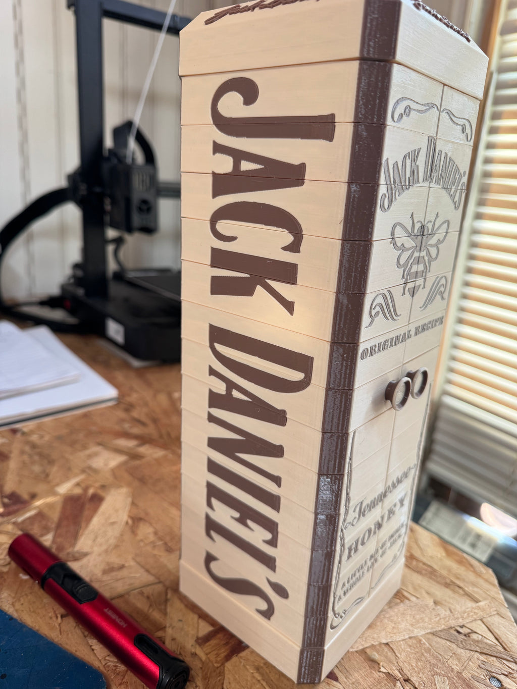 3D Printed Jack Daniel's Tennessee Honey 1.75L Articulated Display Box – Matte PLA