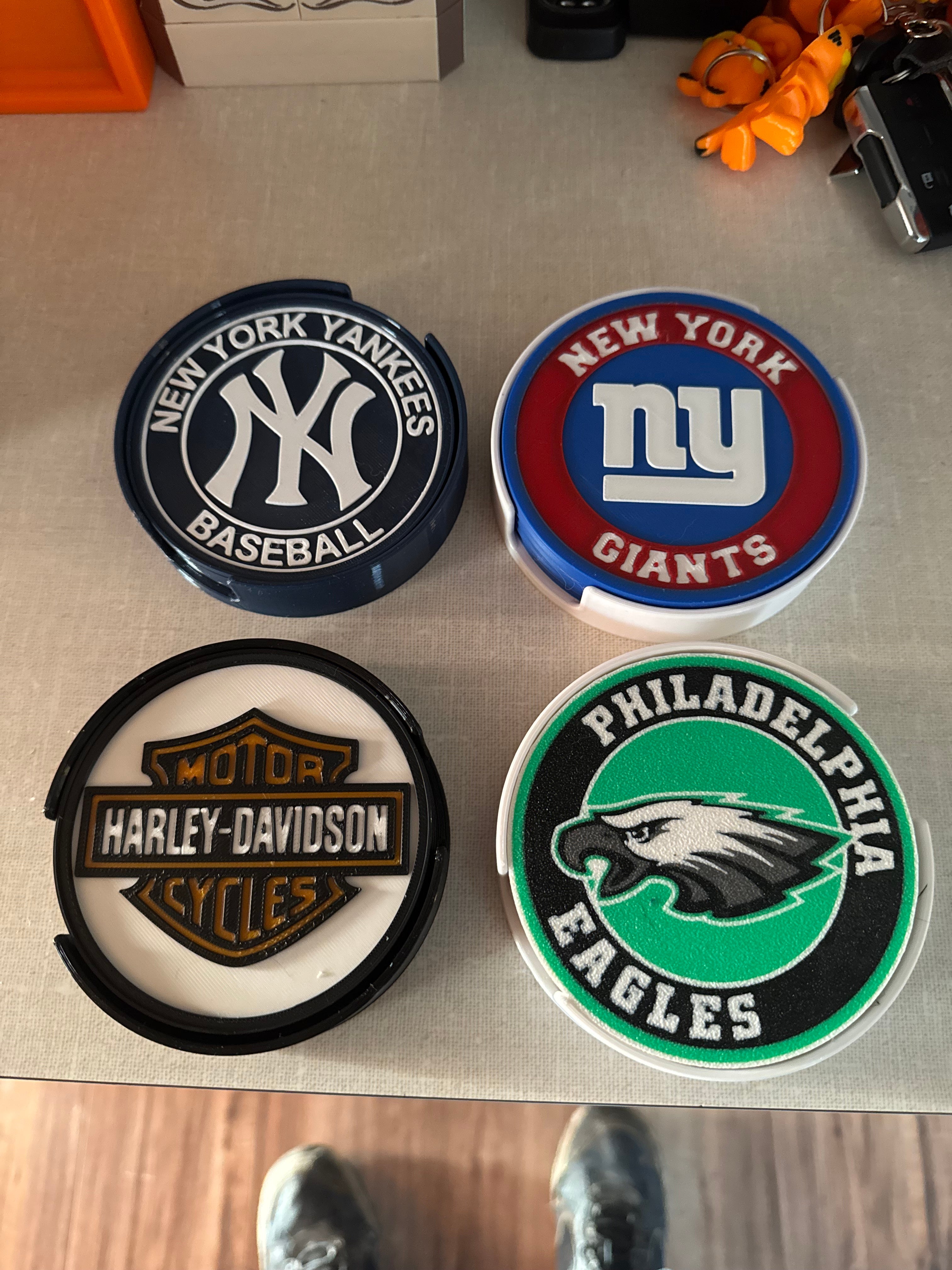 3D Printed Custom Drink Coasters – Set of 4 with Holder | PETG