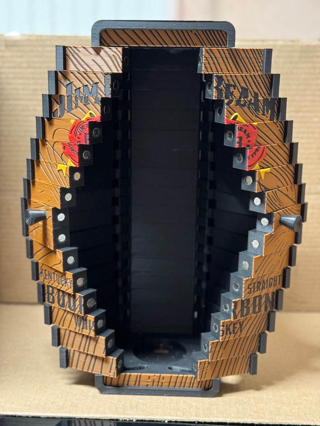 Jim Beam Bourbon Whiskey 3D Printed Articulated Display Case with LED Base