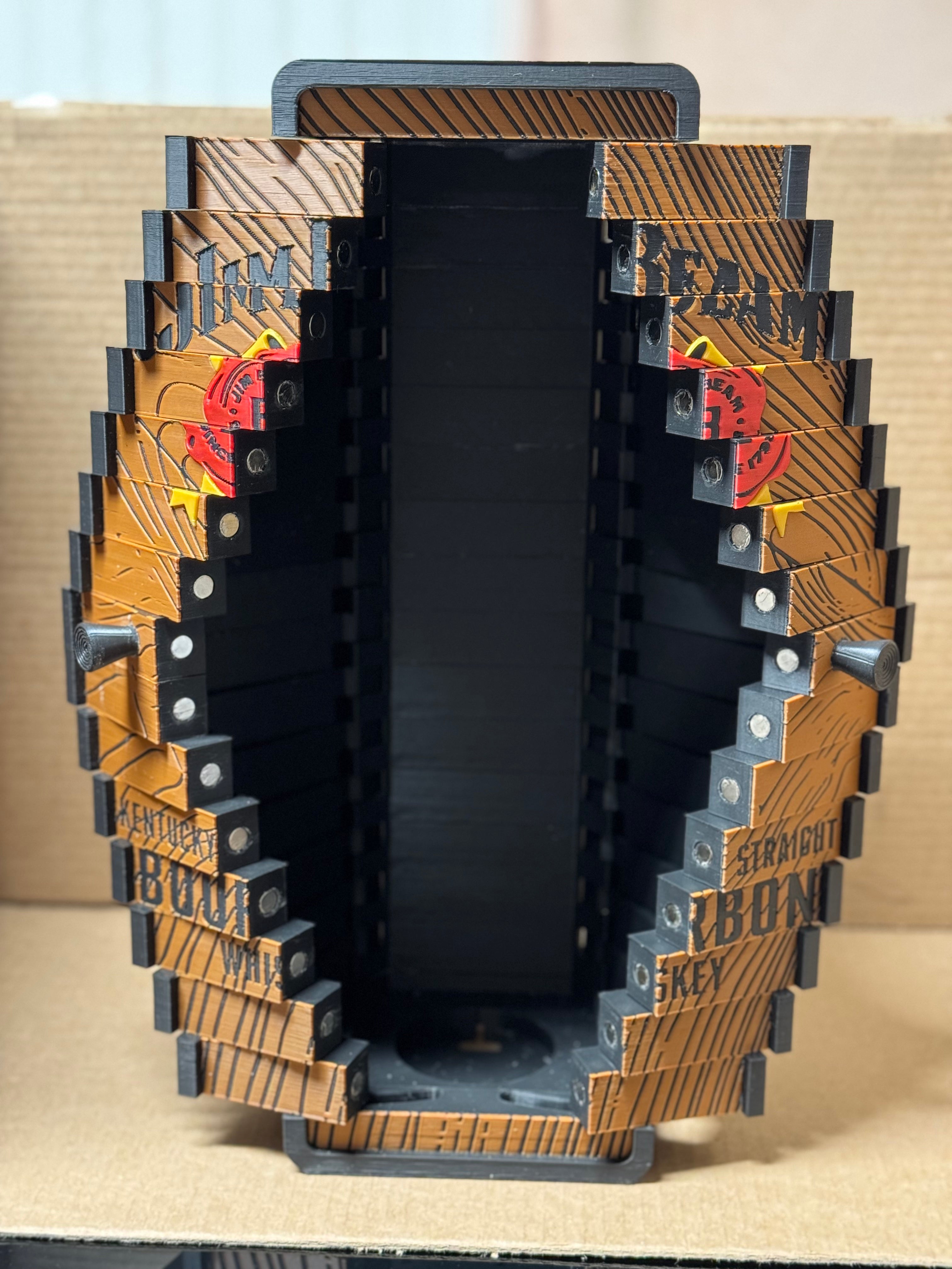 Jim Beam Bourbon Whiskey 3D Printed Articulated Display Case with LED Base