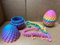 3D Printed Dragon Egg with Articulated Dragon Inside – Rainbow PLA