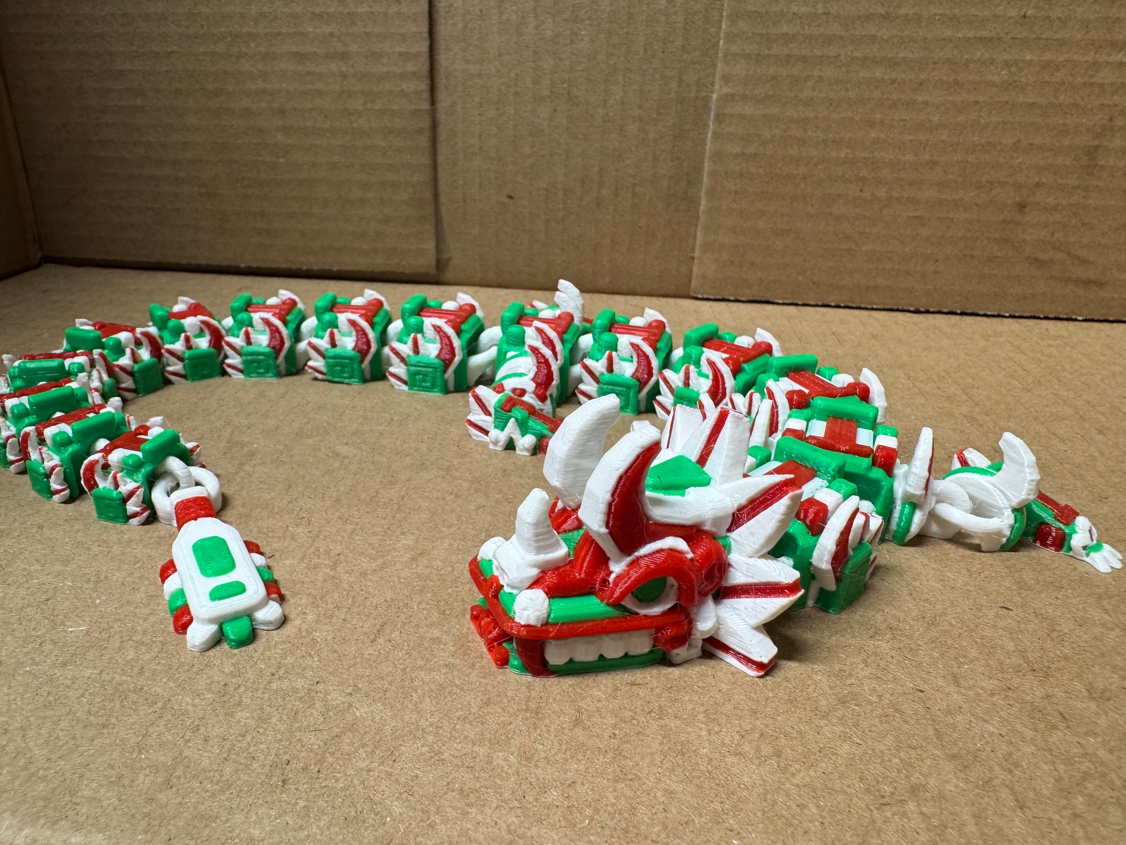 3D Printed Aztec Articulated Dragon – 18" Flexi Figure | PLA