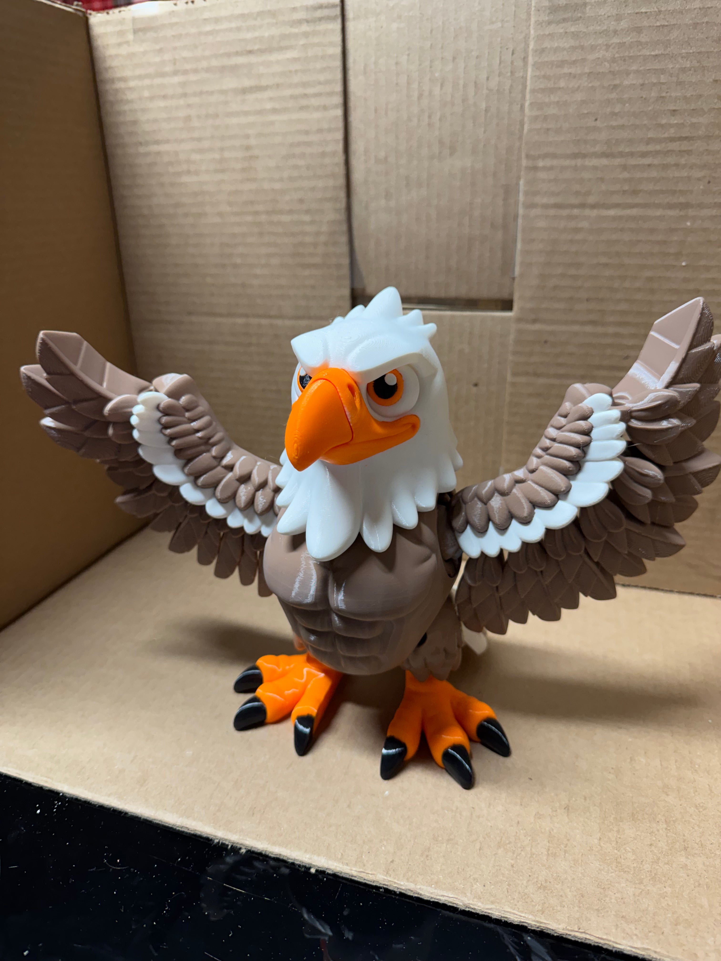 3D Printed Fully Articulated Bald Eagle – Upscaled PETG