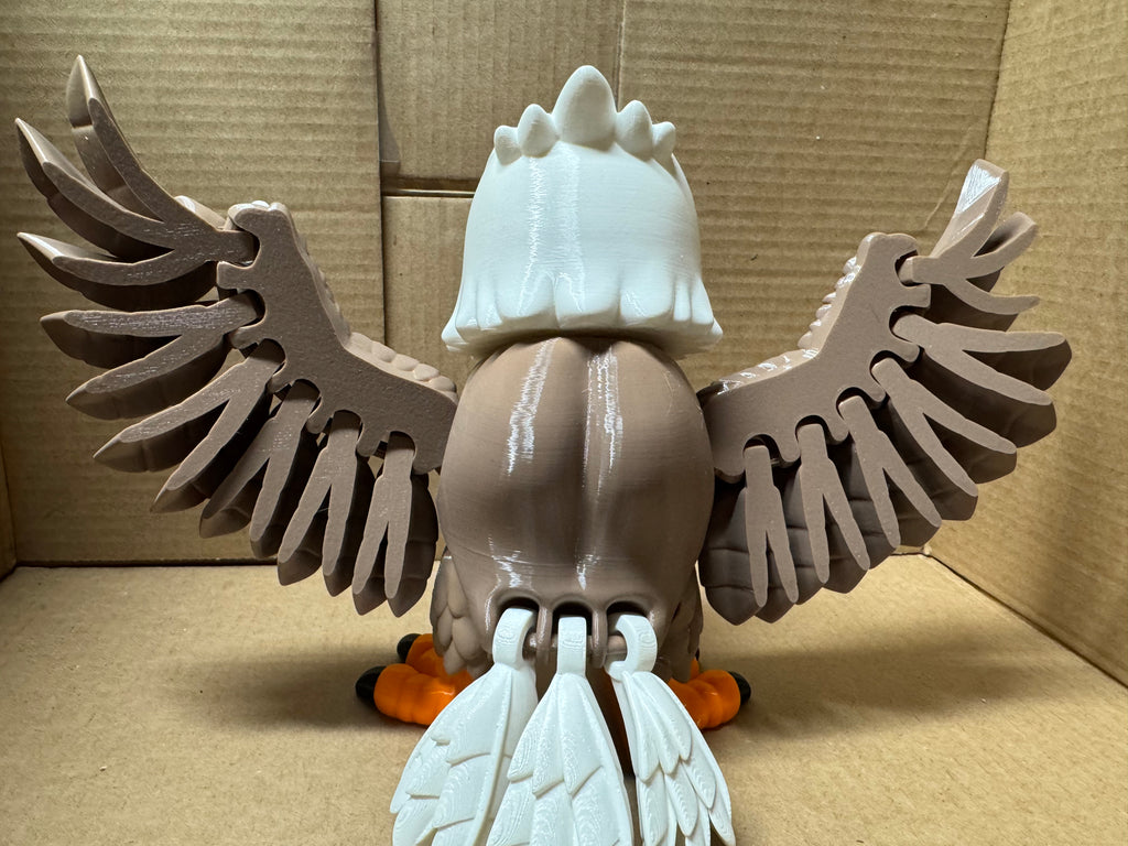 3D Printed Fully Articulated Bald Eagle – Upscaled PETG