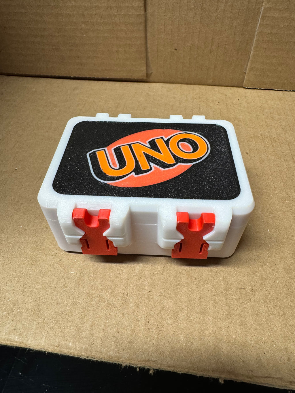 3D Printed UNO Card Case with Pull-Out Tray & Locking Clasps